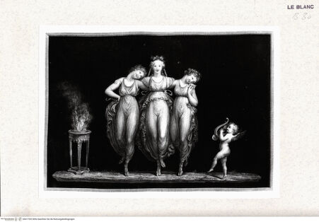Vorderseite von Istituto Nazionale per la Grafica [http://creativecommons.org/publicdomain/mark/1.0/] "Scherzi di ninfe"Drei tanzende Grazien und ein musizierender Putto - , bh417552. Foto.