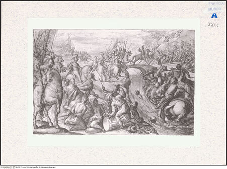 Vorderseite von Réunion des Musées Nationaux [https://www.deutsche-digitale-bibliothek.de/content/lizenzen/rv-ez/] Szenen einer Schlacht an einem Flussufer - , bh418113_recto. Foto.