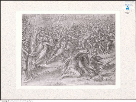 Vorderseite von Réunion des Musées Nationaux [https://www.deutsche-digitale-bibliothek.de/content/lizenzen/rv-ez/] Schlacht der Infanterie in einer Stadt mit Hafen - , bh418116_recto. Foto.