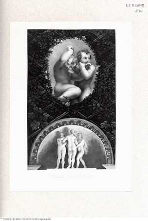 Vorderseite von Istituto Nazionale per la Grafica - Calcografia [http://creativecommons.org/publicdomain/mark/1.0/] Serie von 48 Blättern nach den Fresken Correggios in ParmaPutti und die drei Grazien (Camera di San Paolo) - , bh418161. Foto.