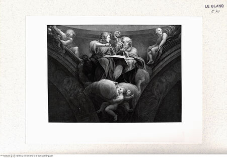 Vorderseite von Istituto Nazionale per la Grafica - Calcografia [http://creativecommons.org/publicdomain/mark/1.0/] Serie von 48 Blättern nach den Fresken Correggios in ParmaDer Evangelist Johannes und der Heilige Augustin (San Giovanni) - , bh418164. Foto.