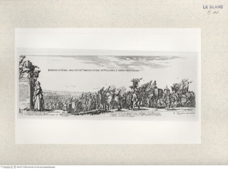 Vorderseite von Istituto Nazionale per la Grafica [http://creativecommons.org/publicdomain/mark/1.0/] "Entrada in Roma dell'eccel. Ambasciatore di Polonia..."Blatt 1 - , bh418175. Foto.