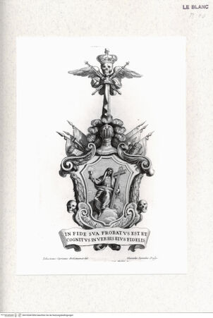 Vorderseite von Bibliotheca Hertziana [http://creativecommons.org/publicdomain/mark/1.0/] Carlo d'Aquino, Sacra exequialia in funere Jacobi II. Magnae Britanniae regis... Romae 1702Taf. 10: In fide sua... - , bh418340. Foto.