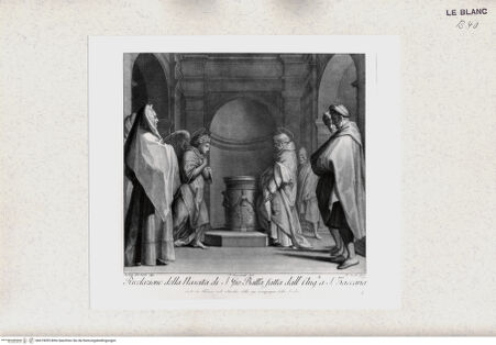 Vorderseite von Staatsgalerie [http://creativecommons.org/publicdomain/mark/1.0/] Serie nach den Fresken in der Compagnia dello Scalzo, FlorenzVerkündigung der Geburt desTäufers an Zacharias - , bh419095. Foto.