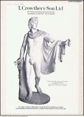 Vorderseite von Bibliotheca Hertziana [https://www.deutsche-digitale-bibliothek.de/content/lizenzen/rv-fz/] Apoll vom Belvedere - , bh419289_recto. Foto.