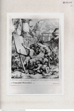 Vorderseite von Staatsgalerie [http://creativecommons.org/publicdomain/mark/1.0/] Allegorie auf die Malerei in Erinnerung an Girolamo Mazzola-Bedoli - , bh419324. Foto.
