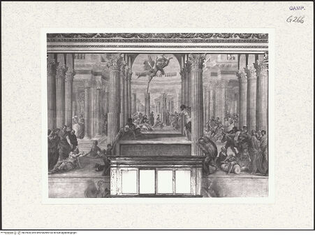 Vorderseite von Bibliotheca Hertziana [https://www.deutsche-digitale-bibliothek.de/content/lizenzen/rv-fz/] Die Heilung des Gelähmten am Teich Bethesda  (Piscina probatica) - Gesamtansicht, bh419820_recto. Foto.