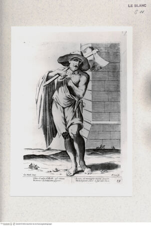 Vorderseite von Staatsgalerie [http://creativecommons.org/publicdomain/mark/1.0/] "L'arti per via disegnate et offerte dal Sig. Gioseppe M.a Mittelli al Grande et Alto Nettuno Gigante Sig. della Piazza di Bologna"Bl. 39: Der Holzfäller; "Vinco in valor d'Alcide: egli rotava..."; - , bh420078. Foto.