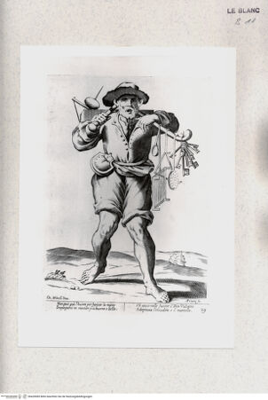 Vorderseite von Staatsgalerie [http://creativecommons.org/publicdomain/mark/1.0/] "L'arti per via disegnate et offerte dal Sig. Gioseppe M.a Mittelli al Grande et Alto Nettuno Gigante Sig. della Piazza di Bologna"Bl. 29: Der Eisenwarenhändler; "Non puo gia l'huom per faticar la mano..." - , bh420085. Foto.