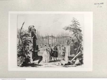 Vorderseite von Staatsgalerie [http://creativecommons.org/publicdomain/mark/1.0/] "L'architecture" (Blatt 5 (?) aus einer Serie) - , bh420134. Foto.