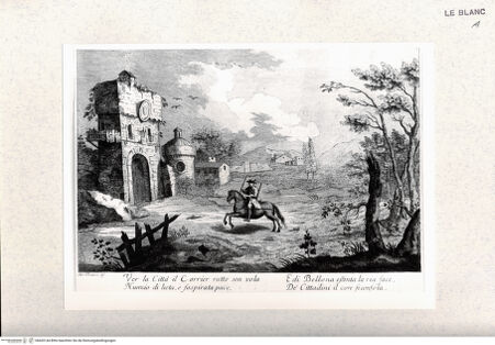 Vorderseite von Staatsgalerie [http://creativecommons.org/publicdomain/mark/1.0/] Kurier vor einem Stadttor - , bh420144. Foto.