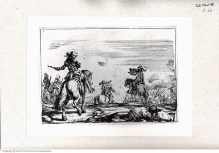 Vorderseite von Staatsgalerie [http://creativecommons.org/publicdomain/mark/1.0/] "Le départ des troupes"; (Blatt 1 aus der Serie der kleinen Schlachten von 8 Blatt) - , bh420164. Foto.