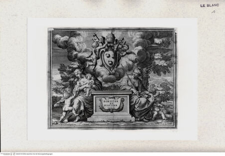 Vorderseite von Staatsgalerie [http://creativecommons.org/publicdomain/mark/1.0/] Thesenblatt mit Papstwappen - , bh420165. Foto.