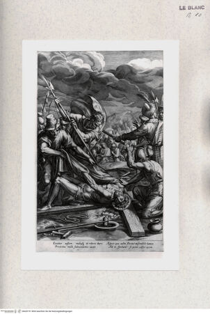 Vorderseite von Staatsgalerie [http://creativecommons.org/publicdomain/mark/1.0/] "Exuitur uestem..."; Kreuzannagelung (aus der Serie der Leiden Christi, 8 (?) Blatt + Titelblatt) - , bh420191. Foto.