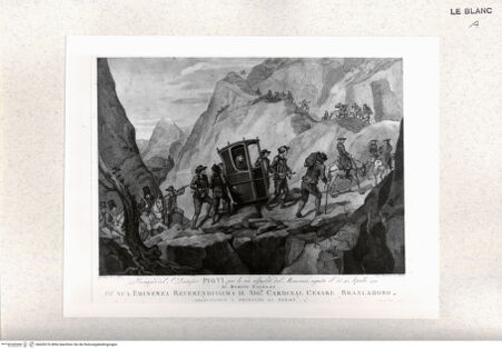 Vorderseite von Staatsgalerie [http://creativecommons.org/publicdomain/mark/1.0/] Pius VI. auf dem Weg durch die Alpen (aus einer Folge von 14 Blättern) - , bh420276. Foto.