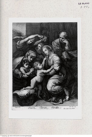 Vorderseite von Staatsgalerie [http://creativecommons.org/publicdomain/mark/1.0/] Grosse Heilige Familie mit Wiege und blumenstreuendem Engel; (Sacra famiglia di Francesco I) - , bh420278. Foto.