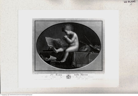 Vorderseite von Staatsgalerie [http://creativecommons.org/publicdomain/mark/1.0/] "Il genio della musica" (aus einer Folge von 4 Blatt mit Darstellungen von den Genien der Künste) - , bh420340. Foto.