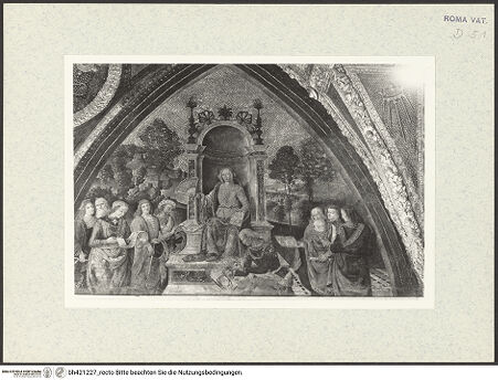 Vorderseite von Bibliotheca Hertziana [https://www.deutsche-digitale-bibliothek.de/content/lizenzen/rv-fz/] Wand- und Deckendekoration der Sala delle Scienze e delle Arti LiberaliPersonifikation der Geometria - , bh421227_recto. Foto.