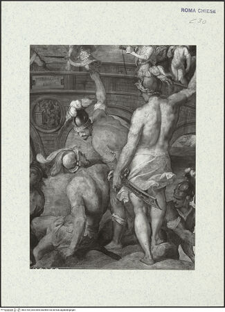 Vorderseite von ICCD [https://www.deutsche-digitale-bibliothek.de/content/lizenzen/rv-ez/] Szenen aus der Geschichte des heiligen Kreuzes und des OratoriumsDuell zwischen Heraclius und Chosrau - Detail; nach der Restaurierung von 1963-64, bh421435_recto. Foto.