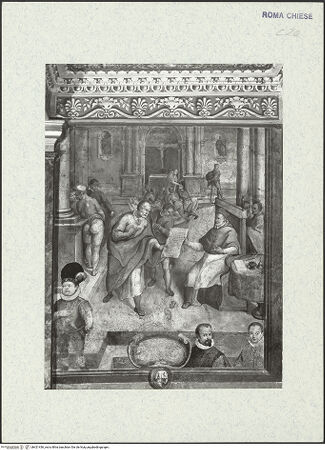 Vorderseite von ICCD [https://www.deutsche-digitale-bibliothek.de/content/lizenzen/rv-ez/] Szenen aus der Geschichte des heiligen Kreuzes und des OratoriumsBestätigung der Statuten der Bruderschaft - Detail; nach der Restaurierung von 1963-64, bh421436_recto. Foto.