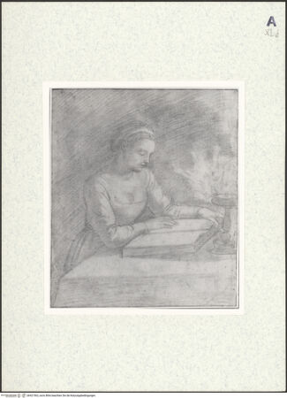 Vorderseite von Ashmolean Museum [https://www.deutsche-digitale-bibliothek.de/content/lizenzen/rv-fz/] Lesende Frau vor einer Lampe - , bh421563_recto. Foto.