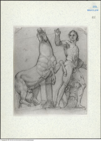 Vorderseite von Teylers Museum [https://www.deutsche-digitale-bibliothek.de/content/lizenzen/rv-ez/] Römische StudienmappeEiner der Dioskuren auf dem Quirinal (Opus Praxitelis) - , bh421604_recto. Foto.