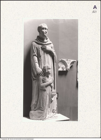 Vorderseite von Bildarchiv Foto Marburg [https://www.deutsche-digitale-bibliothek.de/content/lizenzen/rv-ez/] Präsentationsgruppe des Grabmals des Giovanni d'Angiò (Johannes von Anjou, Herzog von Durazzo, gest. 1337)Heiliger Dominikus mit Giovanni d'Angiò (Johannes von Anjou, Herzog von Durazzo) - Gesamtansicht, bh422053_recto. Foto.