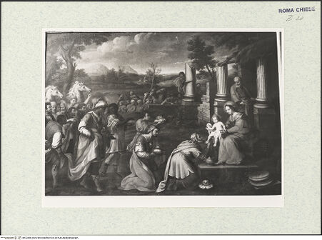 Vorderseite von Sopr. BAS ROMA [https://www.deutsche-digitale-bibliothek.de/content/lizenzen/rv-ez/] Anbetung der Könige - Gesamtansicht, bh422880_recto. Foto.