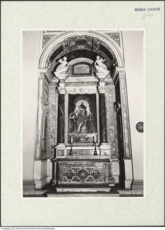 Vorderseite von Sopr. BAS ROMA [https://www.deutsche-digitale-bibliothek.de/content/lizenzen/rv-ez/] Sant'Ambrogio della Massima - Blick in die Cappella di S. Giuseppe (1. Kapelle links), bh422883_recto. Foto.