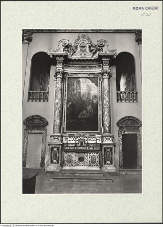 Vorderseite von Sopr. BAS ROMA [https://www.deutsche-digitale-bibliothek.de/content/lizenzen/rv-ez/] Sant'Ambrogio della Massima - Linkes Querschiff, Altar, bh422892_recto. Foto.