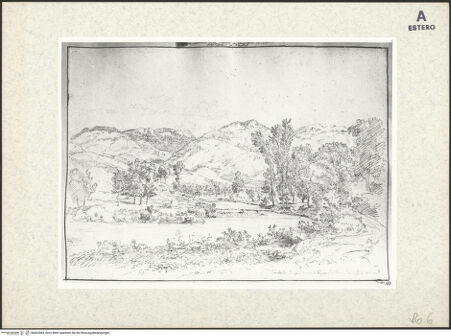 Vorderseite von Istituto Nazionale per la Grafica? [https://rightsstatements.org/page/CNE/1.0/] Der Fluss Liri in der römischen Campagna - , bh424384_recto. Foto.