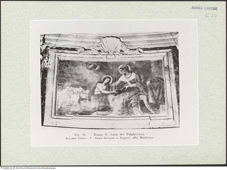 Vorderseite von Museo Nazionale di Castel Sant'Angelo [https://www.deutsche-digitale-bibliothek.de/content/lizenzen/rv-ez/] Szenen aus dem Leben der heiligen AnnaDie heilige Anna lehrt der Jungfrau Maria das Lesen - Gesamtansicht (Abb. 14), bh425789_recto. Foto.