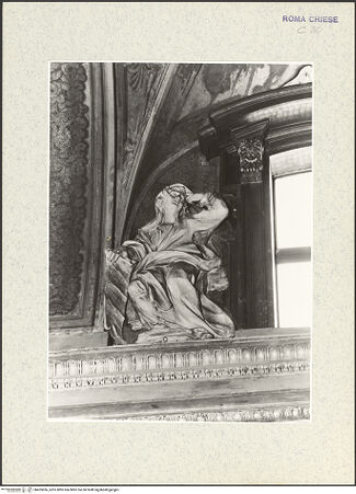 Vorderseite von Museo Nazionale di Castel Sant'Angelo [https://www.deutsche-digitale-bibliothek.de/content/lizenzen/rv-ez/] Propheten und PatriarchenSitzender Prophet mit Schriftrolle, eine Hand an den Kopf haltend - Ansicht von rechts unten, bh425836_recto. Foto.