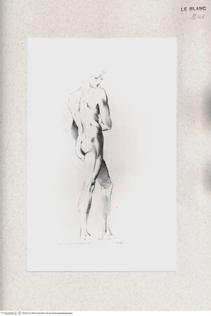 Vorderseite von Bibliotheca Hertziana [http://creativecommons.org/publicdomain/mark/1.0/] Raccolta di disegni originali di Fra.co Mazzola detto il Parmigianino tolti dal gabinetto di Sua Eccellenza il Sig.re Conte Alessandro Sanvitale(Tav. 21) Rückenakt eines Jünglings in Schrägansicht - , bh426123. Foto.