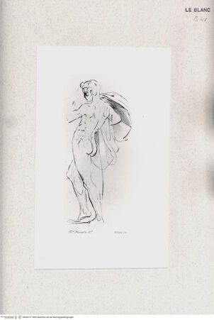 Vorderseite von Bibliotheca Hertziana [http://creativecommons.org/publicdomain/mark/1.0/] Raccolta di disegni originali di Fra.co Mazzola detto il Parmigianino tolti dal gabinetto di Sua Eccellenza il Sig.re Conte Alessandro Sanvitale(Tav. 13) Studie eines männlichen Aktes in Dreiviertelprofil von hinten - , bh426131. Foto.