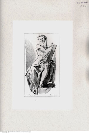 Vorderseite von Bibliotheca Hertziana [http://creativecommons.org/publicdomain/mark/1.0/] Raccolta di disegni originali di Fra.co Mazzola detto il Parmigianino tolti dal gabinetto di Sua Eccellenza il Sig.re Conte Alessandro Sanvitale(Tav. 14) Studie zum Moses in der Santa Maria della Steccata - , bh426132. Foto.
