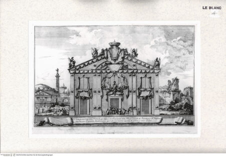Vorderseite von Istituto Nazionale per la Grafica [http://creativecommons.org/publicdomain/mark/1.0/] San Giacomo degli Spagnoli: Trauerschmuck an der Rückfront anlässlich des Begräbnisses Philipps V. von Spanien (Taf. V aus der Serie "Relación de las Exequias ...", 7 Blatt) - , bh429234. Foto.