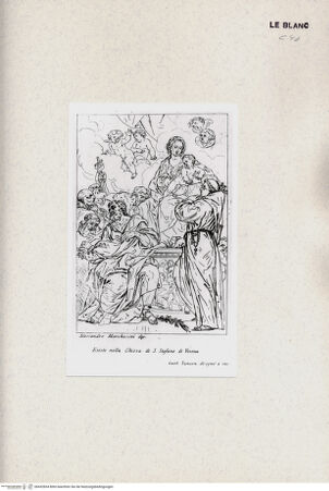 Vorderseite von Tomba, Verona [http://creativecommons.org/publicdomain/mark/1.0/] Madonna mit Kind und Heiligen; (aus der" Raccolta di 60 stampe delle piu celebri pitture di Verona", 1806) - , bh432834. Foto.