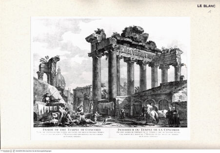 Vorderseite von Umberto Tomba, Verona [http://creativecommons.org/publicdomain/mark/1.0/] Inneres des Tempio della Concordia (aus einer Serie von 13 Blättern nach antiken Bauwerken Italiens, gezeichnet von Clérisseau) - , bh434090. Foto.