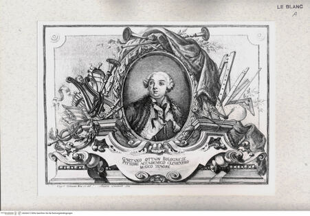 Vorderseite von Tomba, Verona [http://creativecommons.org/publicdomain/mark/1.0/] Bildnis des Gaetano Ottani (Blatt 18 aus der Serie von 18 Blatt "Libro Primo di Cartelle", gestochen von Dionisio Valesi und Angelo Ghizzarsi nach Zeichnungen von G. Ottani, 1766) - , bh434213. Foto.
