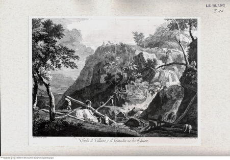 Vorderseite von Umberto Tomba, Verona [http://creativecommons.org/publicdomain/mark/1.0/] Landschaft mit Waldarbeitern - , bh434222. Foto.