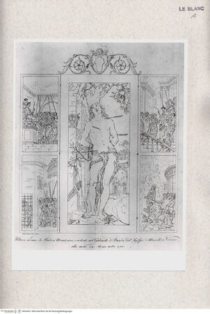 Vorderseite von Tomba, Verona [http://creativecommons.org/publicdomain/mark/1.0/] Der Heilige Sebastian (im Umriss) - , bh434421. Foto.