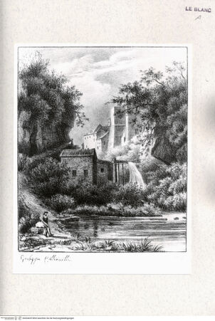 Vorderseite von Umberto Tomba Verona [http://creativecommons.org/publicdomain/mark/1.0/] Landschaft mit Wasserfall - , bh434435. Foto.
