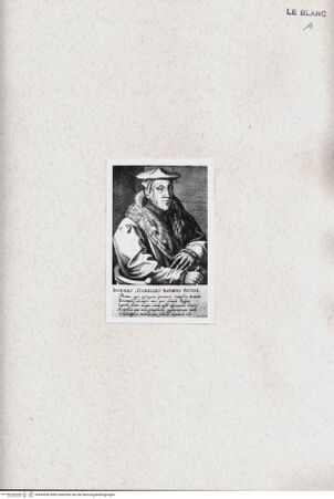 Vorderseite von Göttweig - Graphisches Kabinett [http://creativecommons.org/publicdomain/mark/1.0/] Bildnis des Jan van Scorel (aus d. Serie "H. Hondii pictorum celebr. germ inferiores effigies ..." 72 Bl, bzw. "Theatrum honoris ...") - , bh434556. Foto.