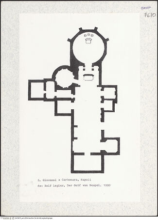 Vorderseite von Bibliotheca Hertziana [https://www.deutsche-digitale-bibliothek.de/content/lizenzen/rv-ez/] San Giovanni a Carbonara - Grundriss, bh434875_recto. Foto.