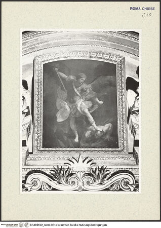 Vorderseite von Sopr BAS ROMA [https://www.deutsche-digitale-bibliothek.de/content/lizenzen/rv-ez/] Erzengel Michael - Gesamtansicht mit Rahmung, bh435692_recto. Foto.