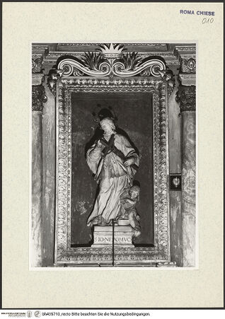 Vorderseite von Sopr BAS ROMA [https://www.deutsche-digitale-bibliothek.de/content/lizenzen/rv-ez/] Der heilige Johannes Nepomuk - Nische mit Heiligenfigur, bh435710_recto. Foto.
