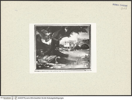 Vorderseite von Sopr BAS ROMA [https://www.deutsche-digitale-bibliothek.de/content/lizenzen/rv-ez/] Tod des hl. Johann Nepomuk - Gesamtansicht, bh435778_recto. Foto.