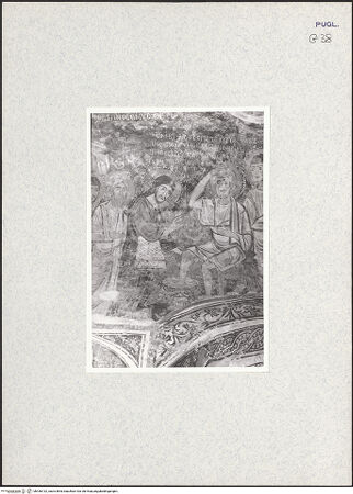 Vorderseite von Ventura, L. [https://www.deutsche-digitale-bibliothek.de/content/lizenzen/rv-ez/] Szenen aus dem Buch Genesis und aus dem Leben von Christus (erste und zweite Schicht)Nordöstliches Gewölbe: die Fußwaschung und das Abendmahl - Die Fußwaschung, Detail: Christus und Petrus, bh436132_recto. Foto: Ventura, L..