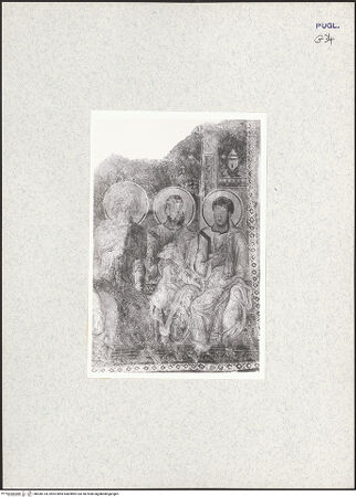 Vorderseite von Ventura, L. [https://www.deutsche-digitale-bibliothek.de/content/lizenzen/rv-ez/] Szenen aus dem Buch Genesis und aus dem Leben von Christus (erste und zweite Schicht)Mittelschiff, Ostgewölbe: das Anastasis, das Pfingsten, die Geburt Christi und der Hinweis an die Hirten - Pfingsten (Nordseite, oben), Detail: Apostel rechts, bh436134_recto. Foto: Ventura, L..